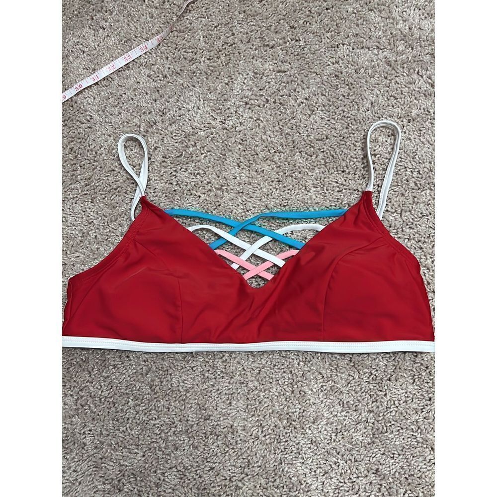 Design Lab criss cross Red Swim Resort Bikini Top size XL